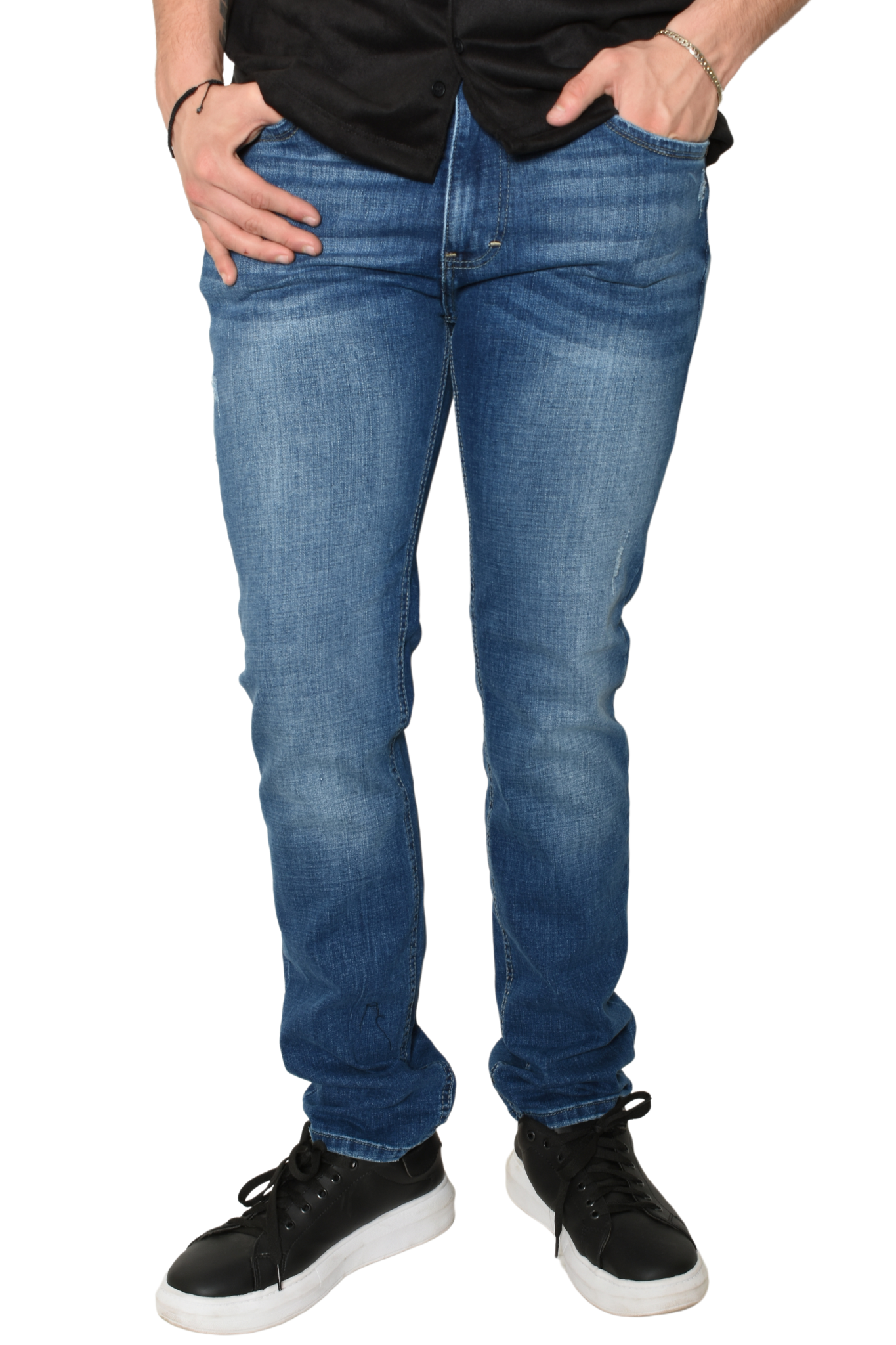 Pantalón Premium Slim Fit Azul Rasgado TPS