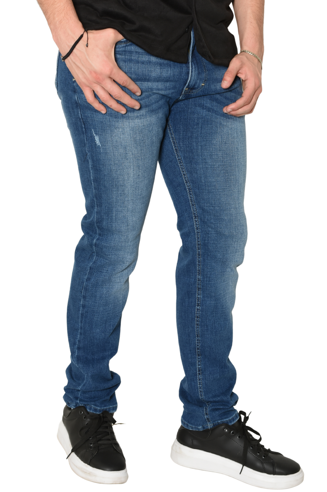 Pantalón Premium Slim Fit Azul Rasgado TPS