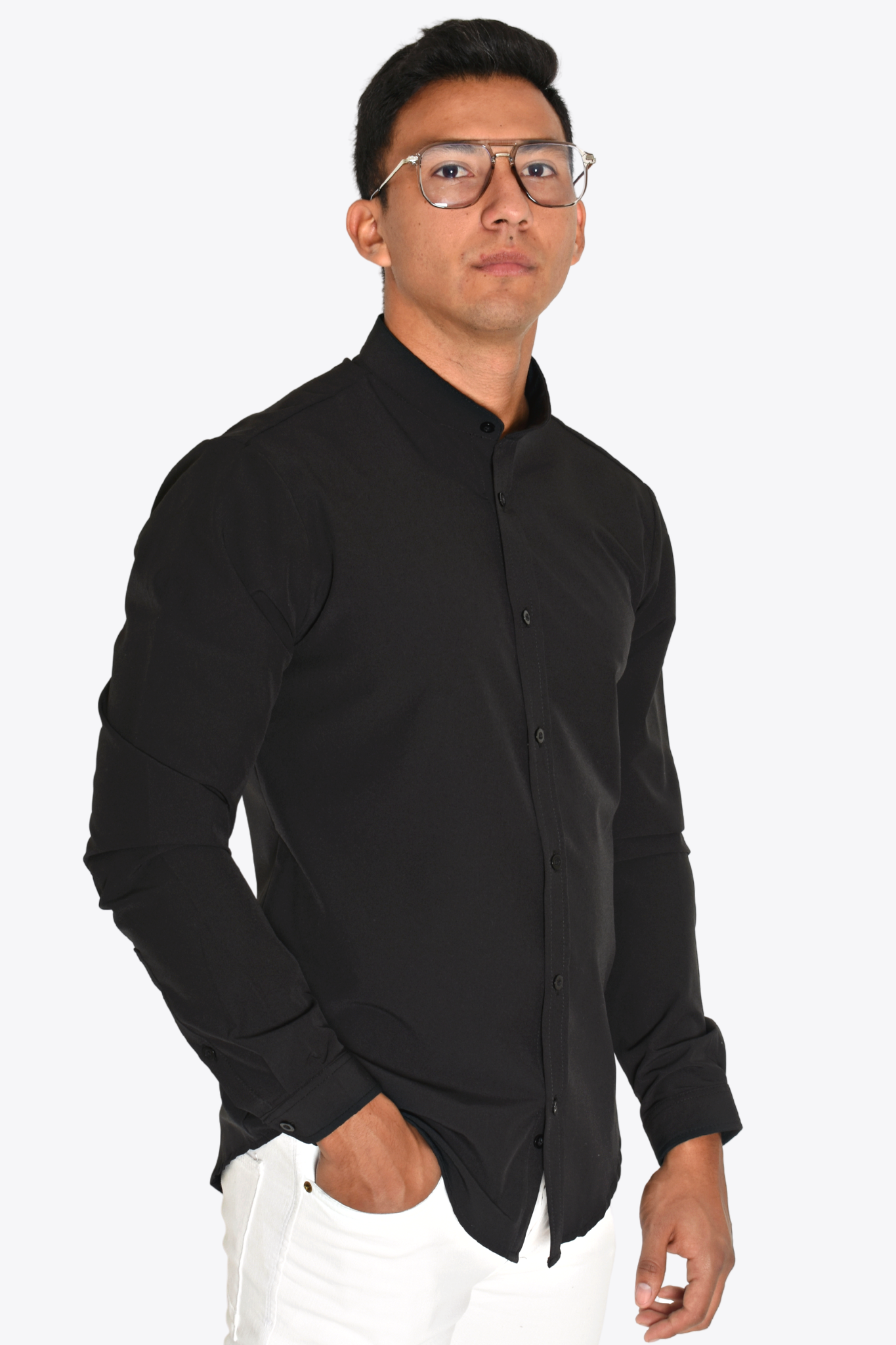 Camisa Negra Moller Cuello Mao Antifluidos – Mollerclothing