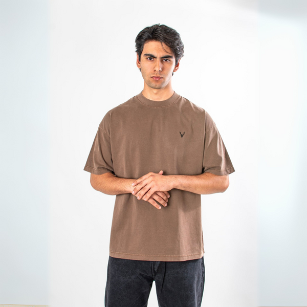 Playera Oversize Levi Acid Wash Café