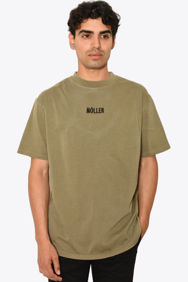 Playera Oversize Verde Lavado de Ácido Heavy Cotton 275 gsm