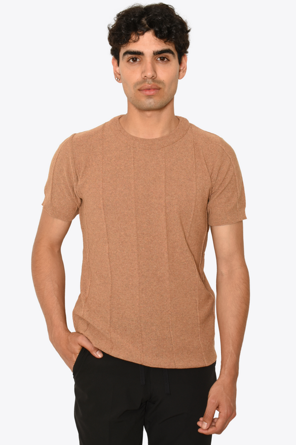 Playera Tejida Lineal Café