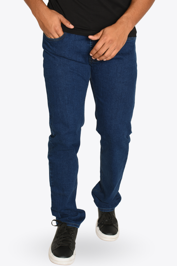 Pantalón de Mezclilla Liso Azul Marino Slim Fit