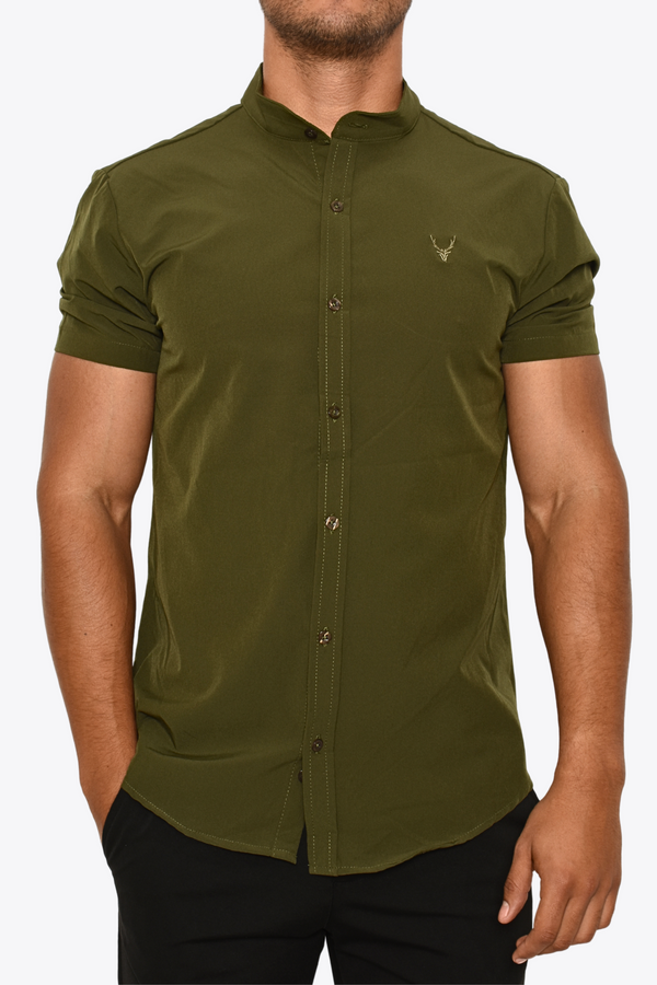 Camisa Verde Venado Cuello Tipo Mao Antifluidos M.C