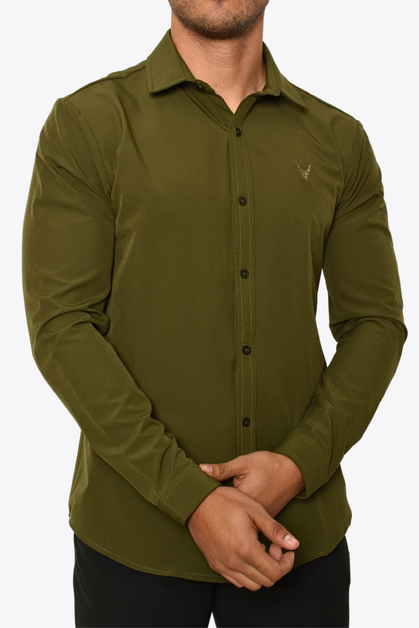 Camisa Verde Bosque Venado Cuello Sport Moller Antifluidos M.L