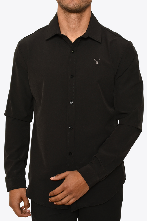 Camisa Negra Venado Cuello Sport Moller Antifluidos M.L