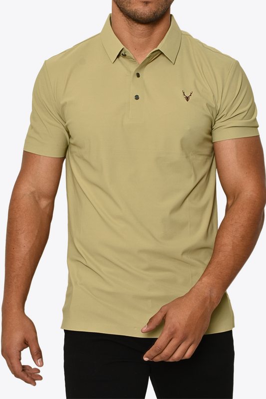 Polo Beige Tech Costuras Bordado