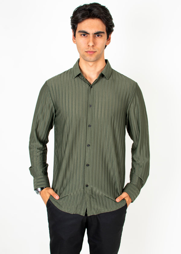 Camisa Luxury Maison Stretch Verde Olivo