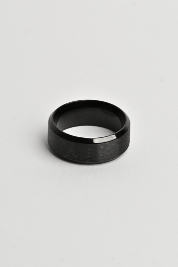 Anillo Liso Minimalista Básico Negro