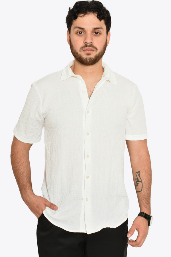 Camisa Jacard M.C Prejuicio Blanca