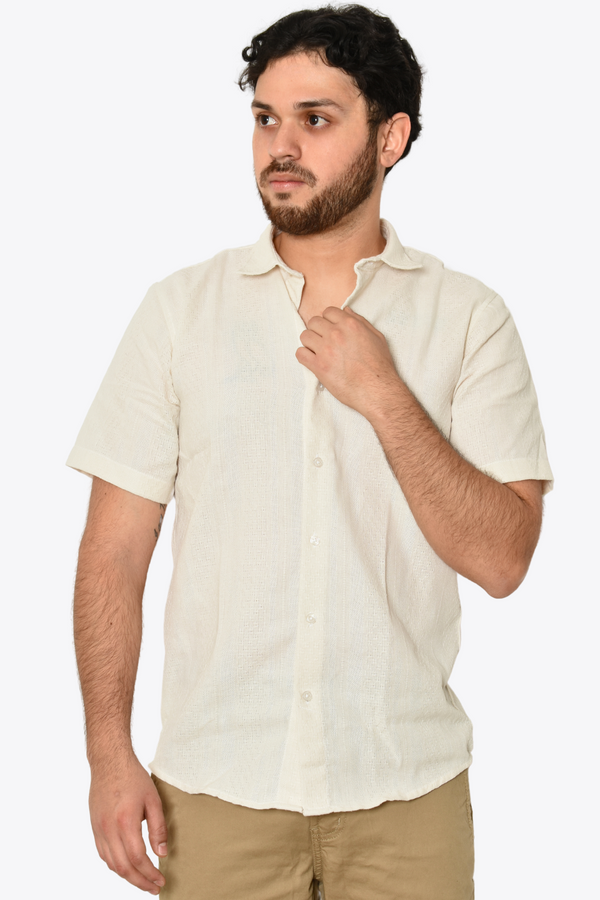 Camisa Lino Grabada Beige