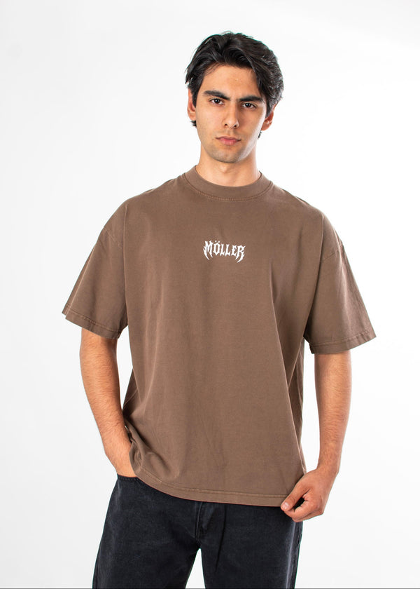 Playera Oversize Heavy Cotton Acid Wash Clay Café