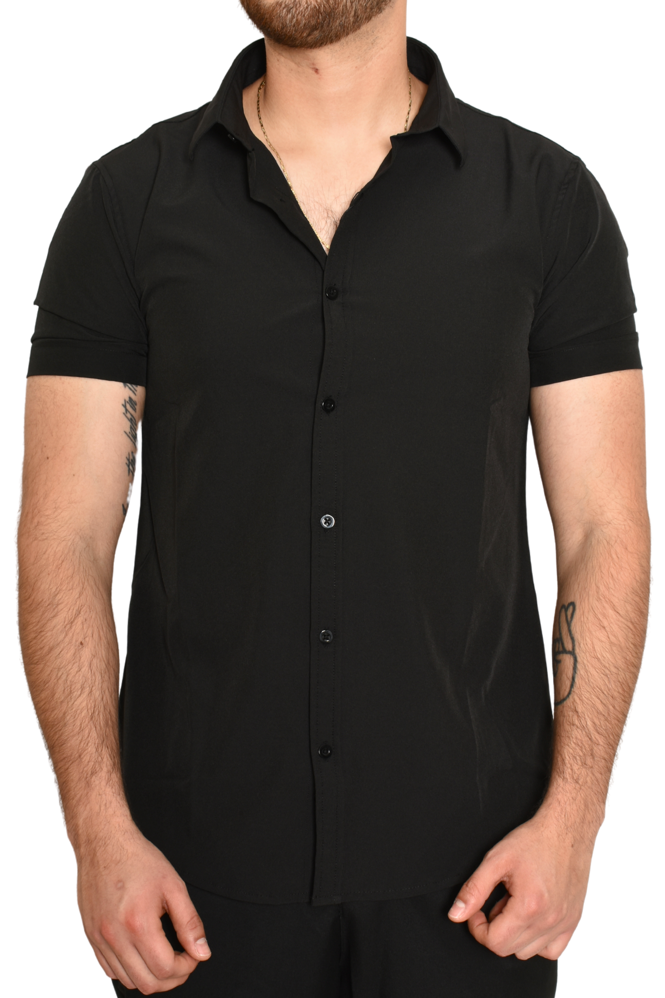 Camisa Negra Cuello Tipo Sport Antifluidos M.C