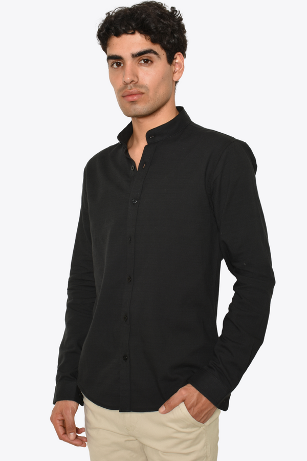 Camisa M.L Tipo Lino Negro