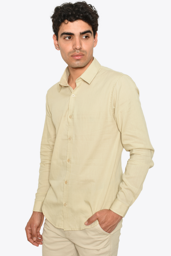 Camisa M.L Tipo Lino Beige