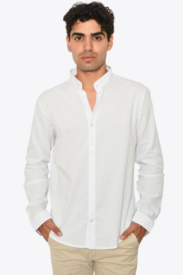 Camisa M.L Tipo Lino Blanco