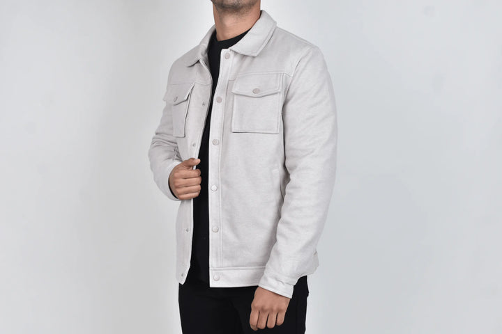 Abrigo Corto Bastien Beige Vista de lado