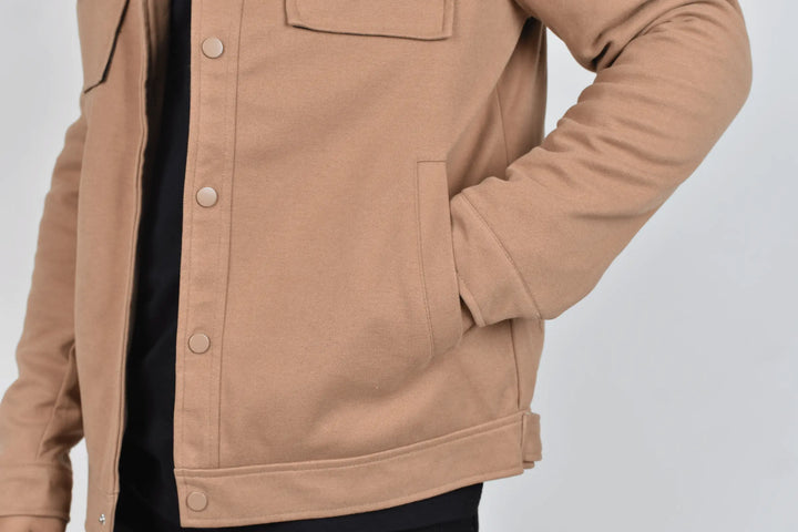 Abrigo Corto Bastien Camel Detalle Bolsa