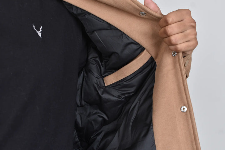 Abrigo Corto Bastien Camel Bolsa Interna