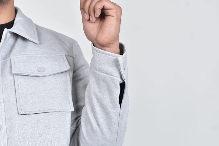 Abrigo Corto Bastien Gris Moller Detalle Manga