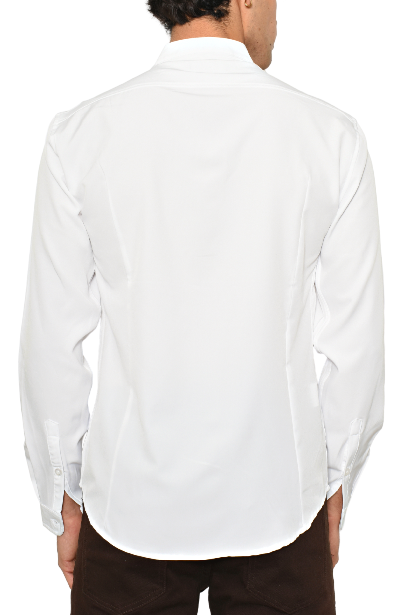Camisa Antiarrugas Cuello Mao Blanca M.L Premium