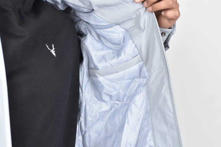 Chamarra Bresk Deer Gris Moller Detalle Bolsillo Interno