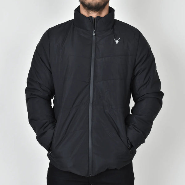 Chamarra Minimalista Premium Negra Moller Vista Frontal