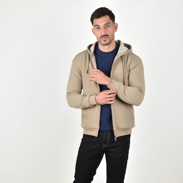 Sudadera Zipper Textura Khaky