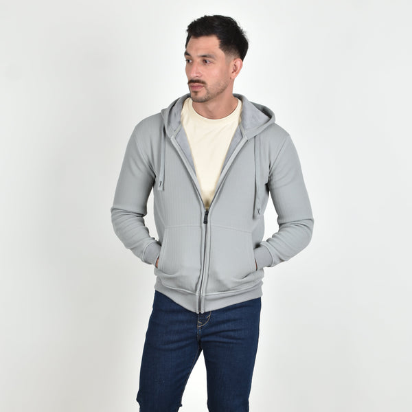 Sudadera Zipper Textura Gris