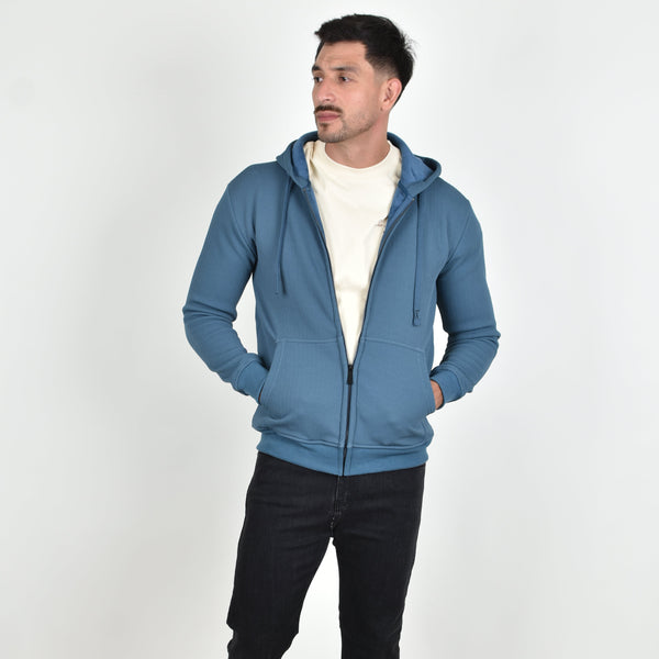 Sudadera Zipper Textura Azul