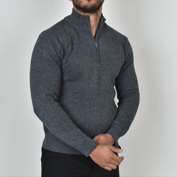 Suéter Tejido Zipper Fleece Gris