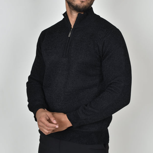 Suéter Tejido Zipper Fleece Negro