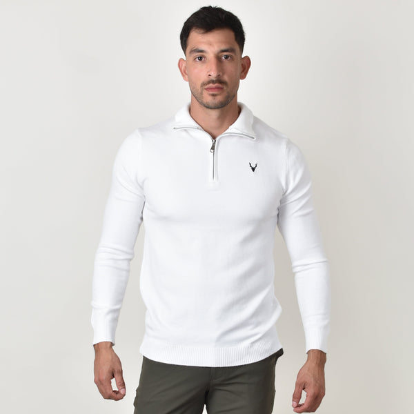 Suéter Tejido ZipNeck Blanco