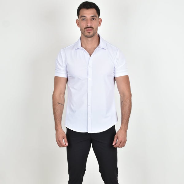 Camisa Blanca Cuello Tipo Sport Antifluidos M.C