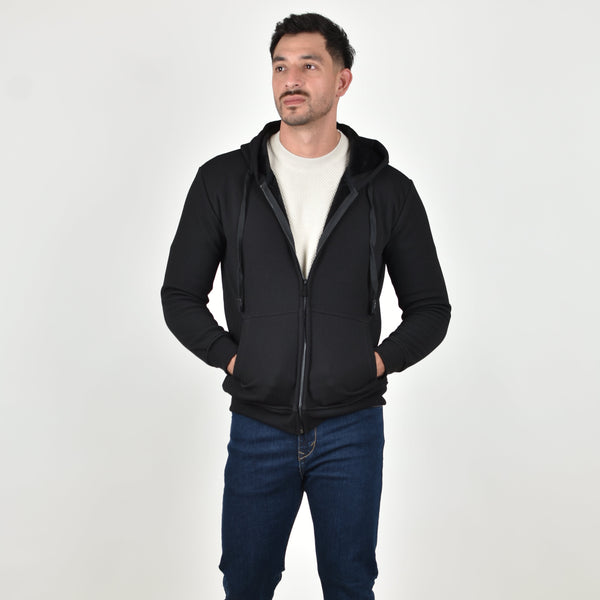 Sudadera Zipper Textura Negro