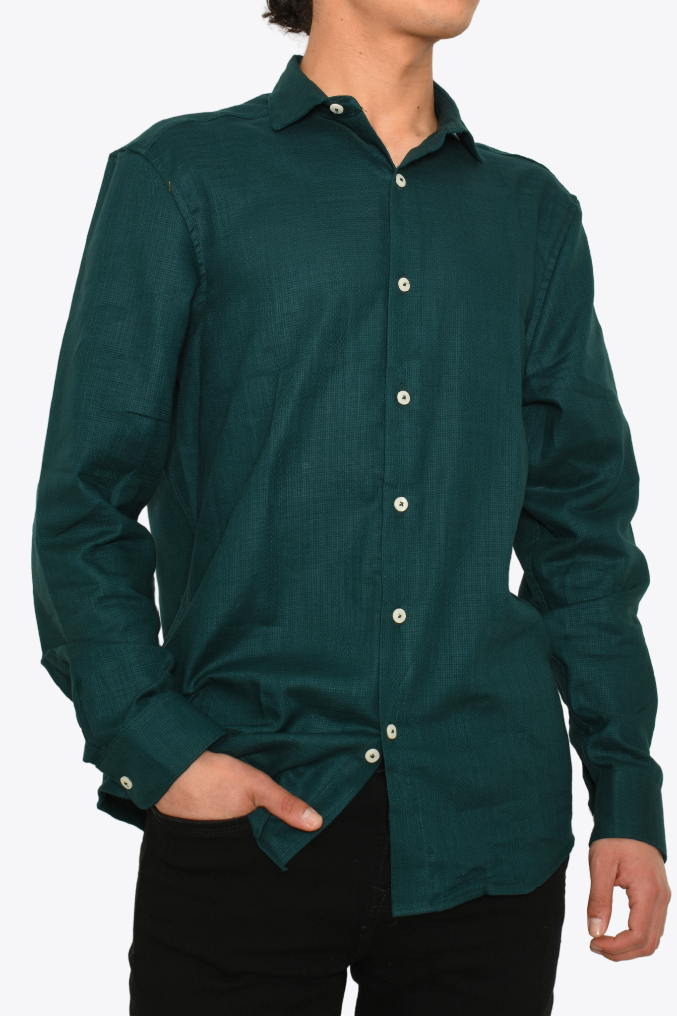 Camisa Slim Fit M.L Verde Premium Prejuicio