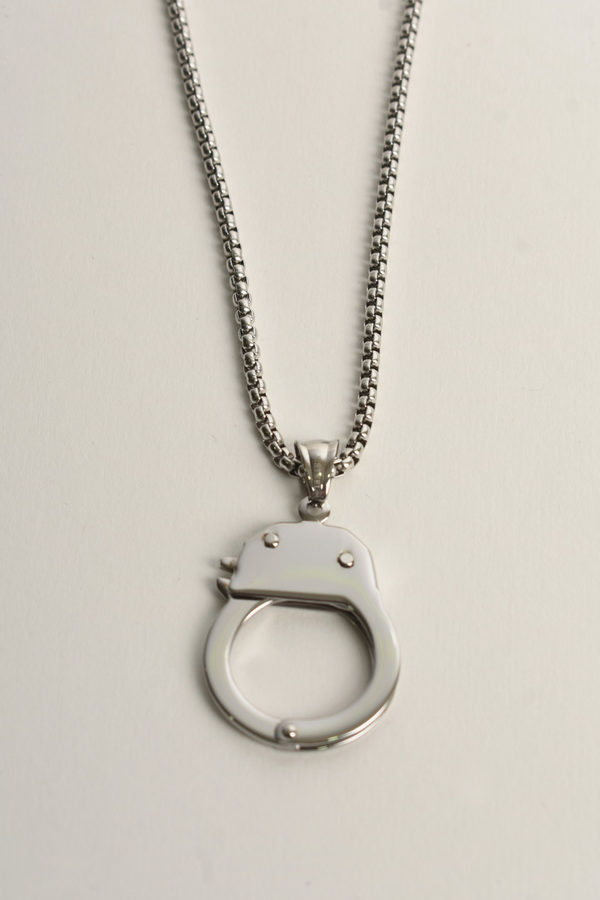 Collar Cadena Plateado Acero Inoxidable Esposas