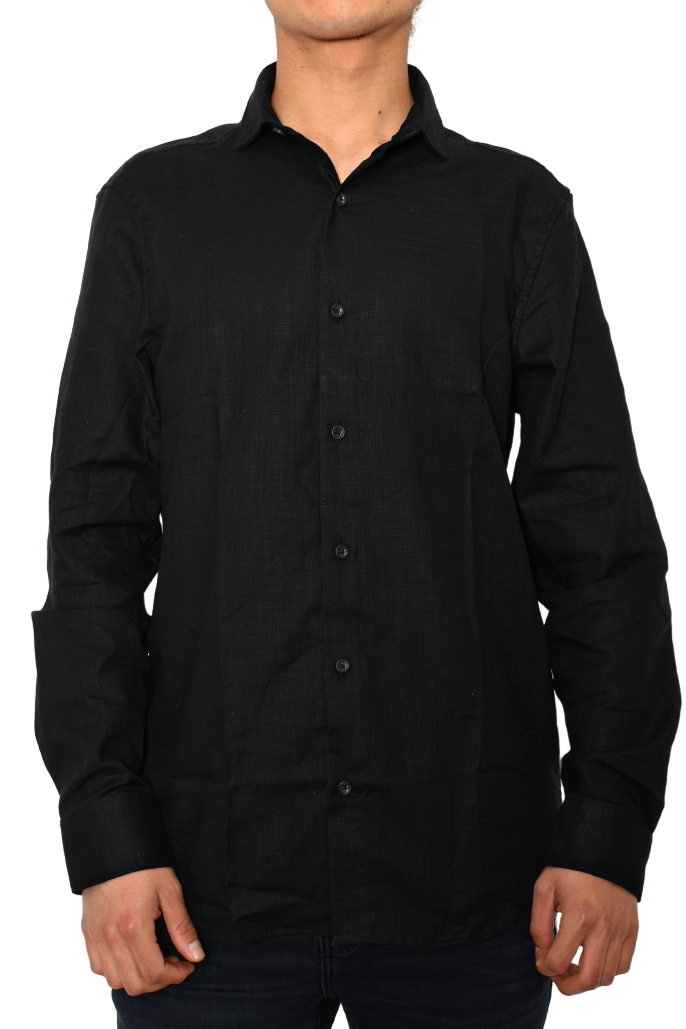 Camisa Slim Fit M.L Negra Premium  Prejuicio