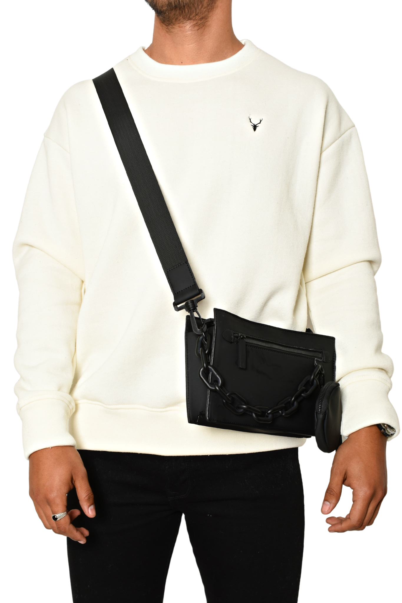 Bolsa Cruzada Negra Cadena Mollerclothing