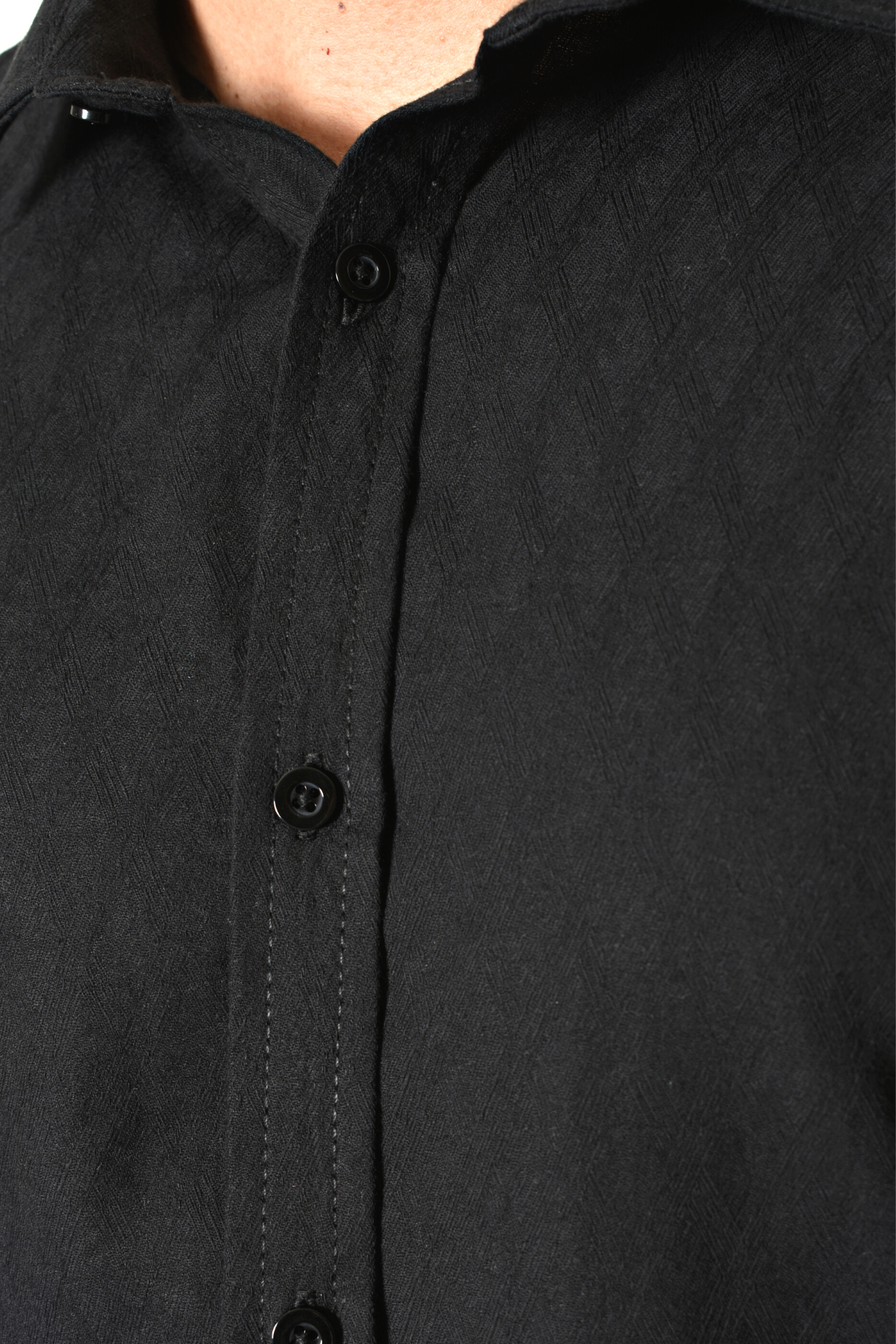 Camisa Negra Moller M.L. Textura Rombos Sport