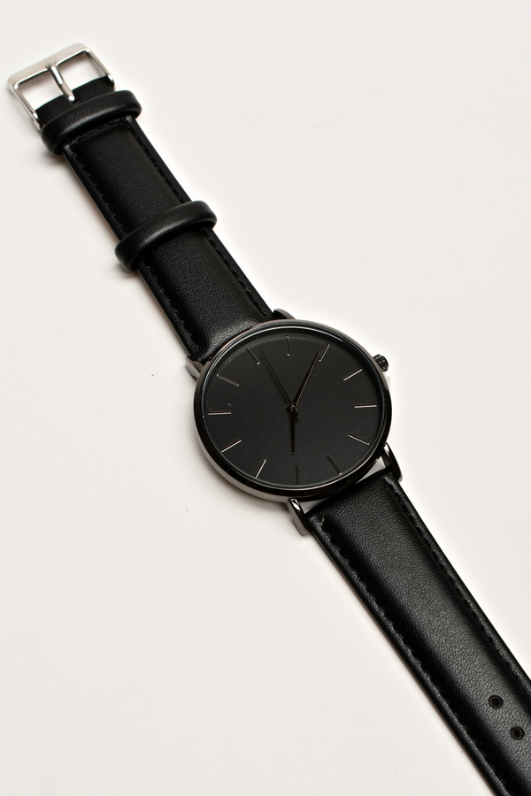 Reloj Correa Negro Total Cuero Genuino