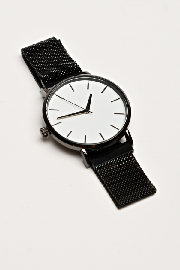 Reloj Negro / Blanco Metal