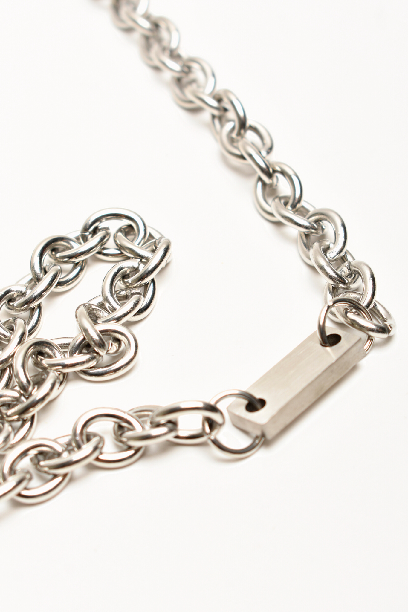 Cadena Collar Plateado Dije Rectangular Sencillo