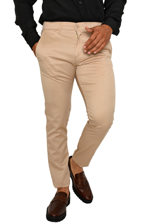 Pantalón de Vestir Liso Slim Lyon Beige