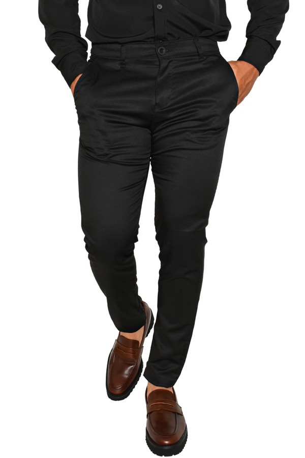 Pantalón de Vestir Liso Slim Lyon Negro