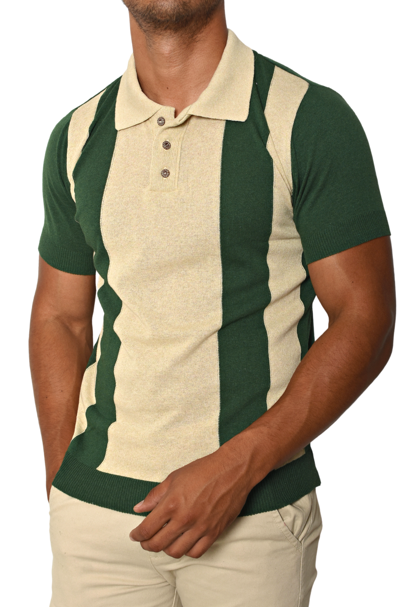 Polo Tejida Café Rayas Verde