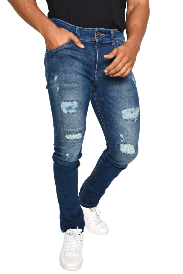 Pantalón de Mezclilla Azul Fuerte Rasgado GS