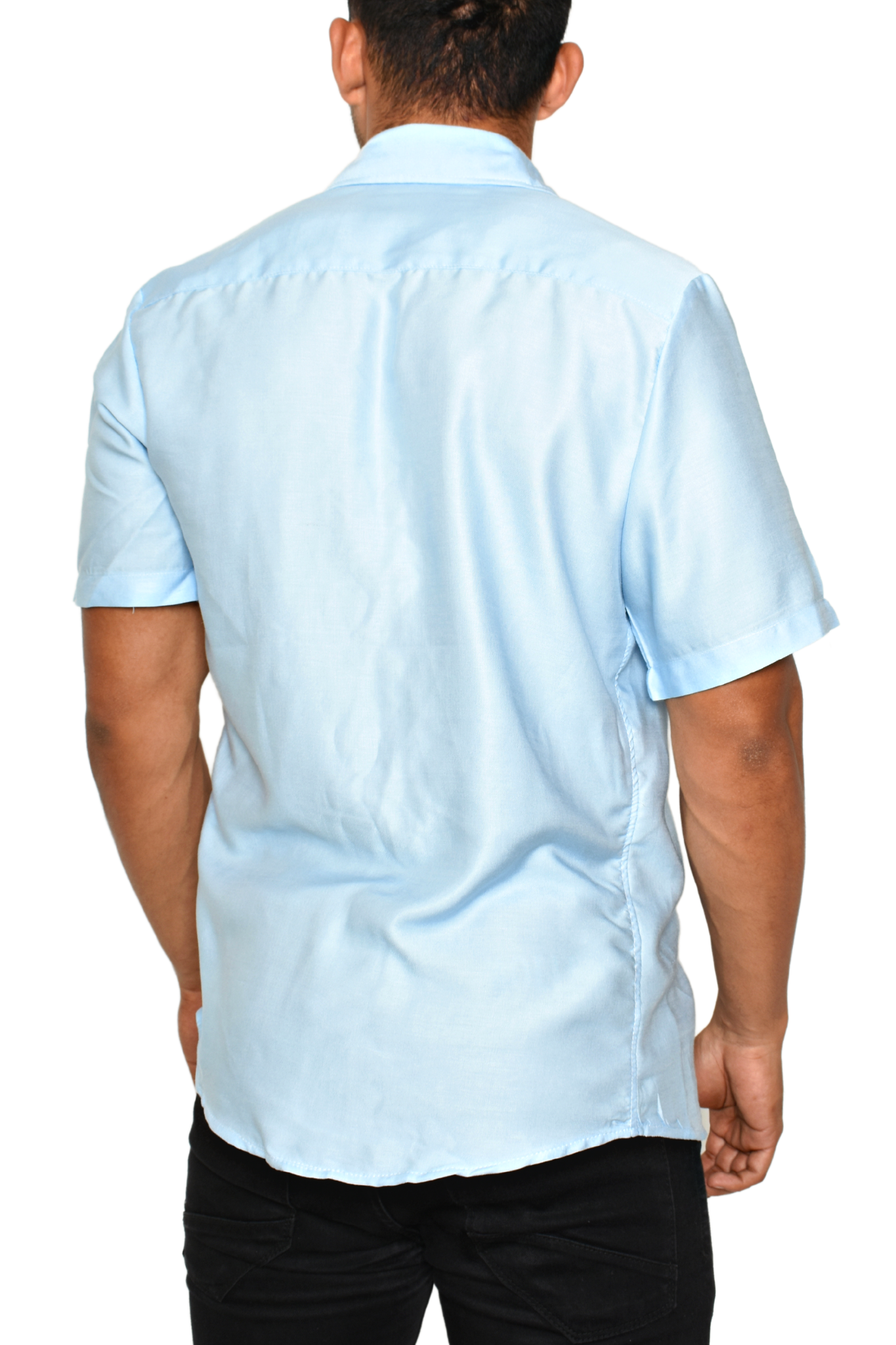 Camisa Manga Corta Slim Fit Azul Cielo Moller