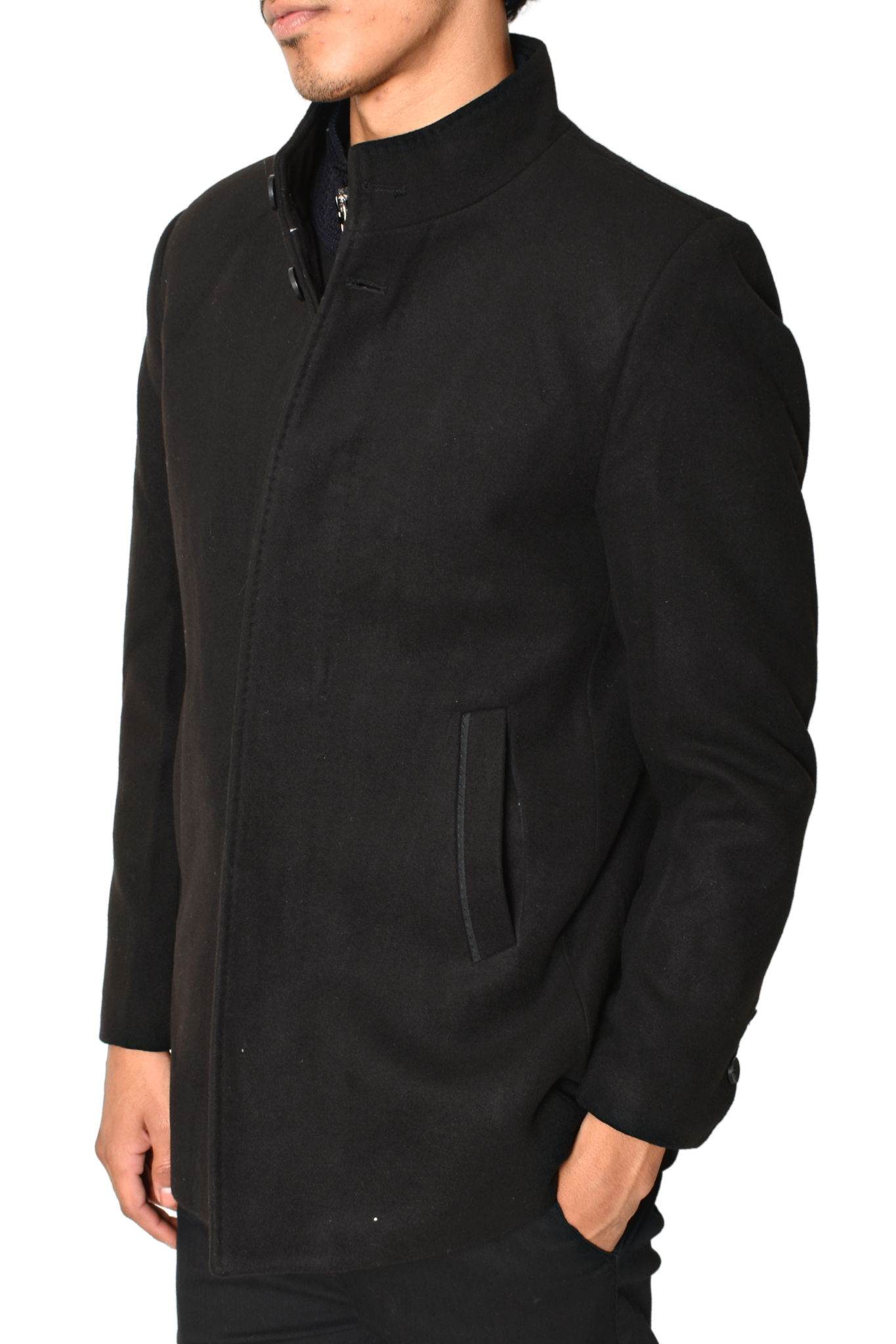 Abrigo Negro Cuello tipo Mao