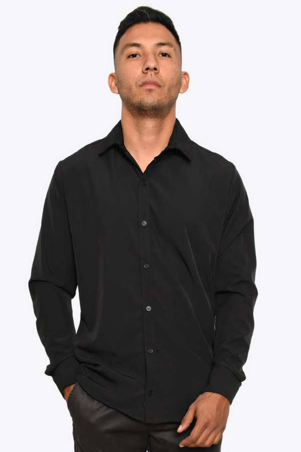 Camisa Anti Arrugas Manga Larga Negra